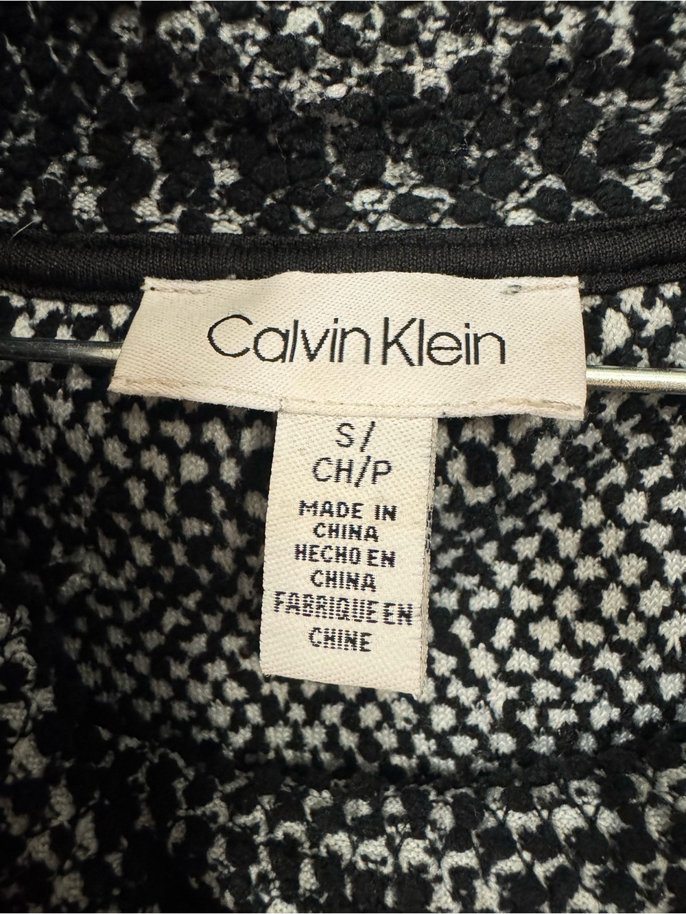 Calvin Klein Black & White Marled Funnel Neck Sweater with Snap Detail - Picture 8 of 13